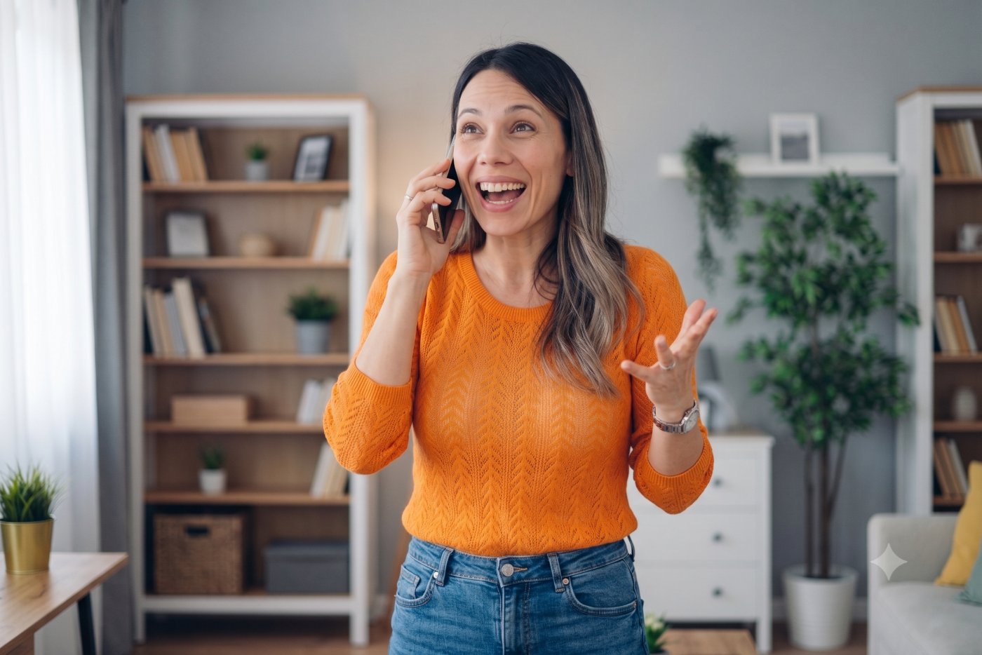 A customer talking through her options with a licensed agent